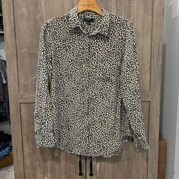 J Crew Size 8 Silk Button Shirt Cheetah Print Top - Picture 1 of 13